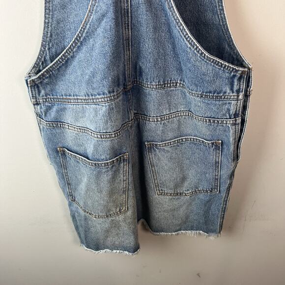 Billabong X Sincerely Jules Overalls Skirt Fade Away Denim Jumper Large - Picture 6 of 8